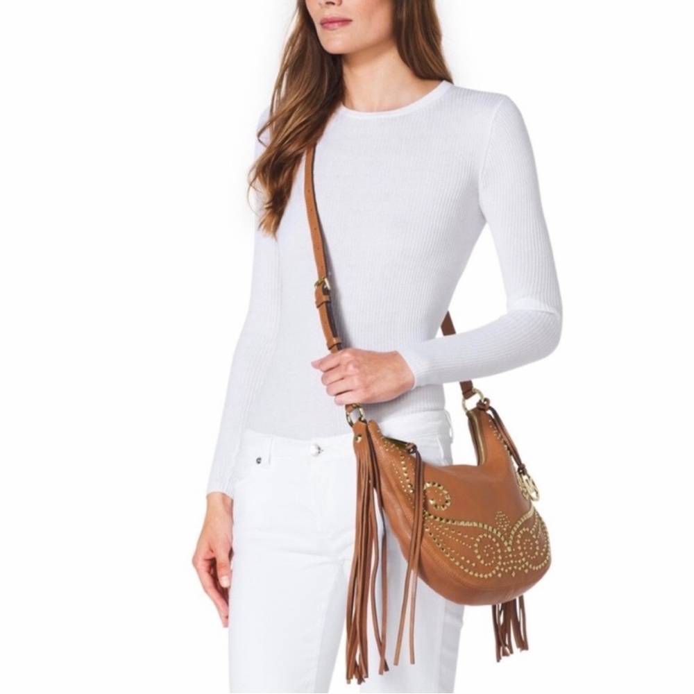 Michael Kors Rea studded tassel slouchy boho bag